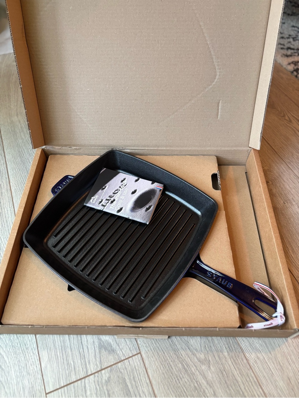 Staub Enameled Cast Iron 12 Inch Square Grill Pan Dark Blue Navy NIB France